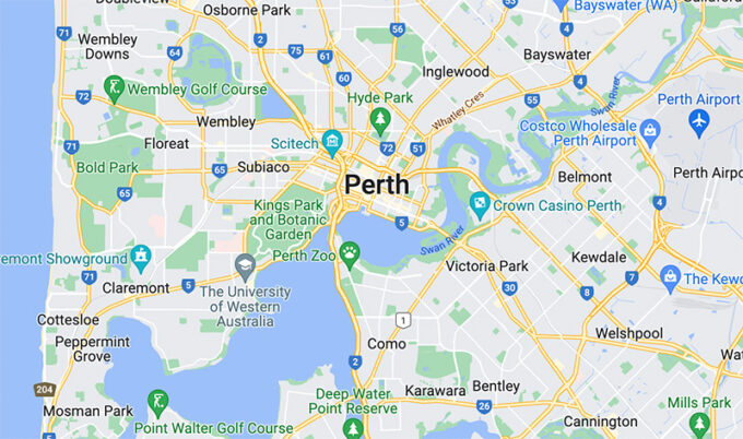 Perth WA Google map