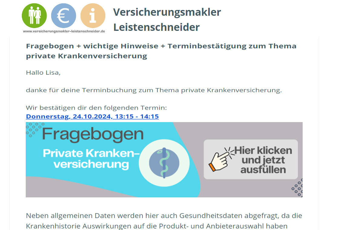 E-Mail Bestätigung Onlinetermin